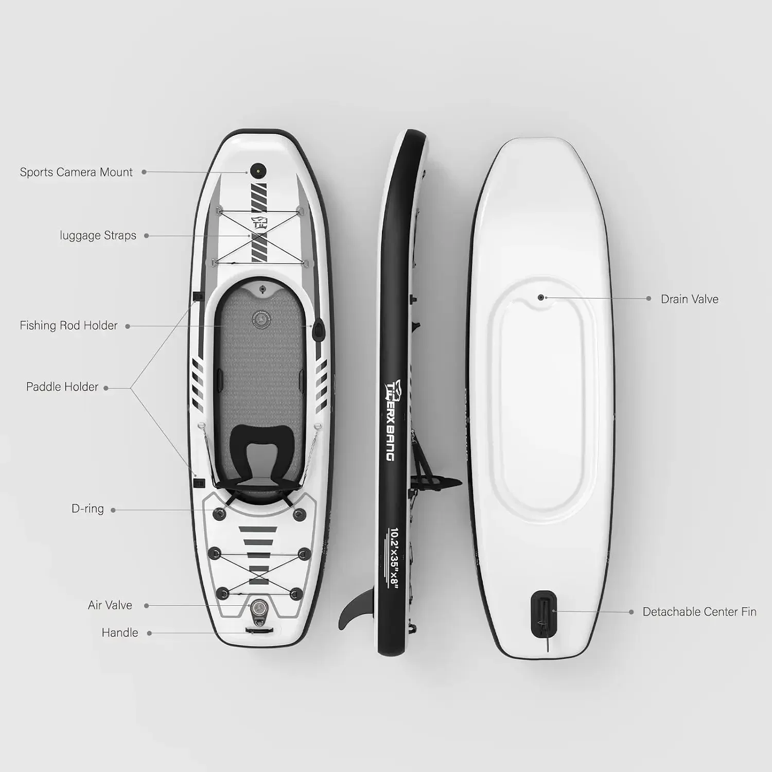 TIGERXBANG 10.2'x35''x8'' Infl - Fishing Boat Oar recension och pris